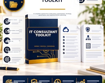 Kit de herramientas para consultores de TI: plantillas de Excel / Auditoría de TI, ciberseguridad, evaluación de la nube, hoja de ruta de estrategia de TI y paquete para clientes.
