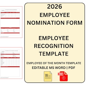 Può includere: Un grafico beige con il testo "2026 MODULO DI NOMINA DEI DIPENDENTI MODELLO DI RICONOSCIMENTO DEI DIPENDENTI". L'immagine include anche un'icona "PDF" e un'icona "MS Word", insieme a due moduli.