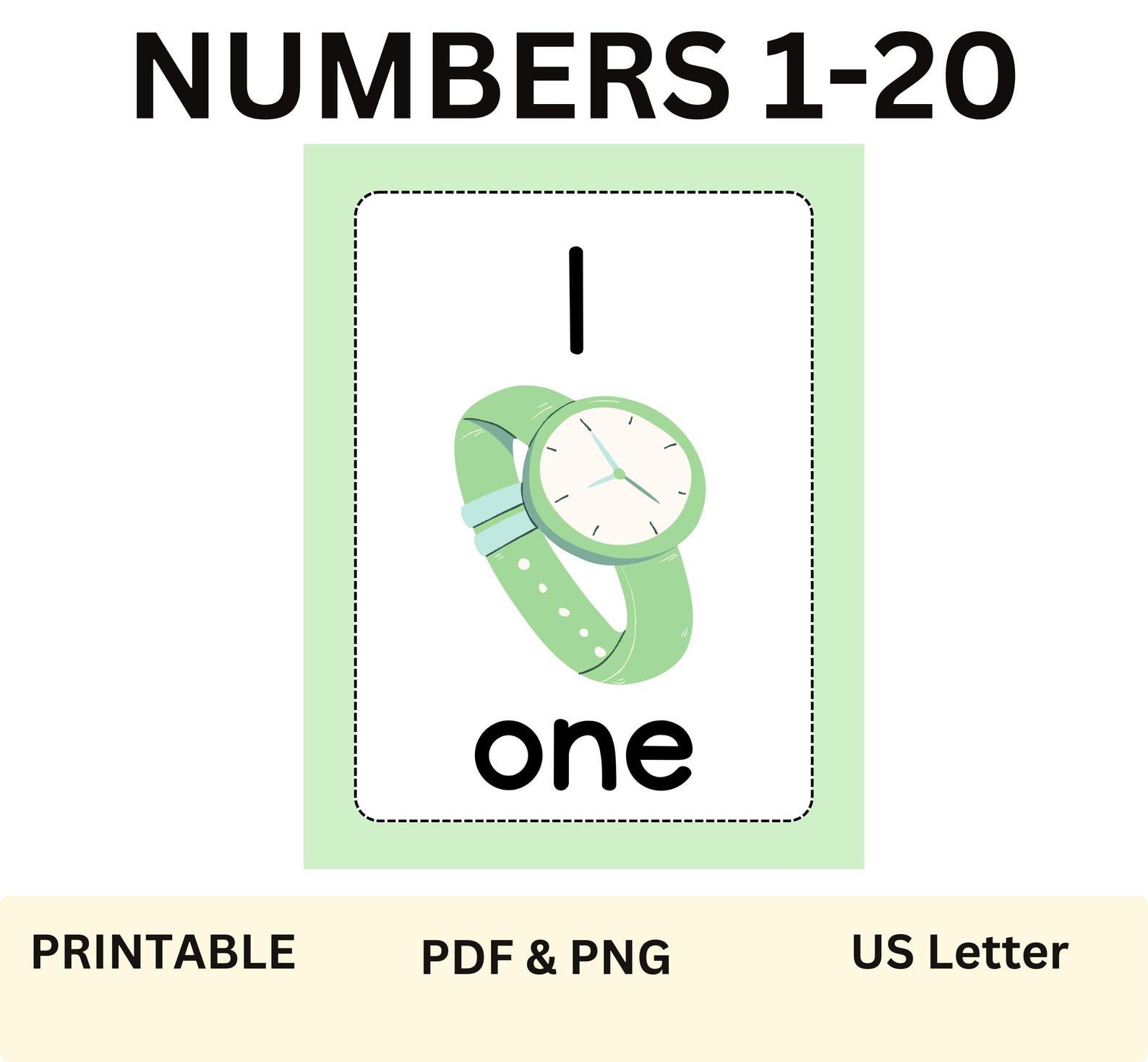 1-20 Numbers Flash Cards, Preschool Counting Flash Cards, , Printable ...