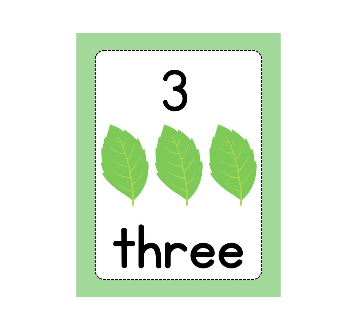 1-20 Numbers Flash Cards, Preschool Counting Flash Cards, , Printable ...