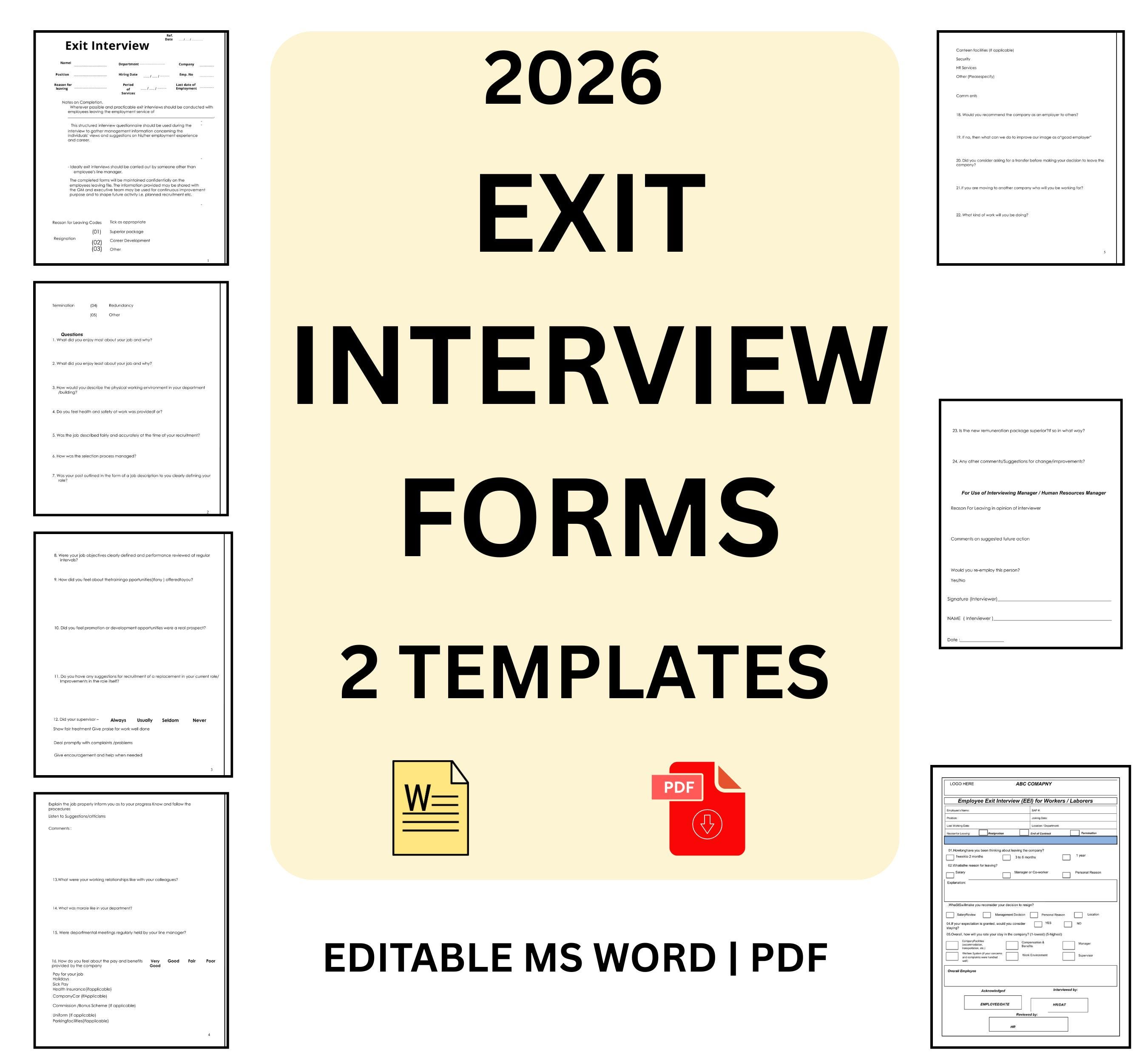 Exit Interview Form Template, Employee Offboarding ,exit Questionnaire ...