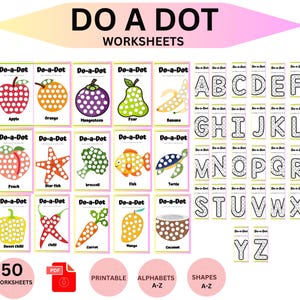 Do A DOT Alphabet Printable Worksheets |Toddlers |Activity for Kids| Preschooler |Dot Marker coloring page |US letter |Do A Dot Shapes PDF