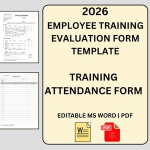 Mall för utvärdering av medarbetarutbildning | Bedömning av personalutbildning | Formulär för utbildningseffektivitet | Feedback om HR-utbildning | Redigerbart Word | pdf