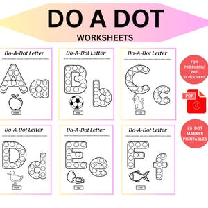 Do A DOT Alphabet Printable Worksheets |Toddlers |Activity for Kids| Preschooler |Dot Marker coloring page |US letter |Do A Dot activity PDF
