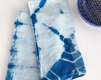 INDIGO 100% cotton flour sack dish towel / shibori indigo dish towel / blue kitchen / tie dye dish towel / blue dish towel / kitchen linen