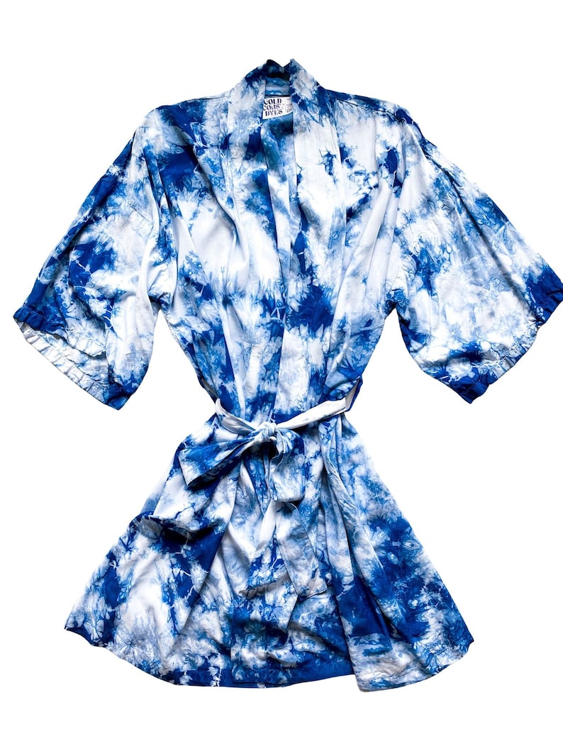 INDIGO 100 Bamboo Rayon Robe / Shibori Indigo Robe / Rayon Etsy