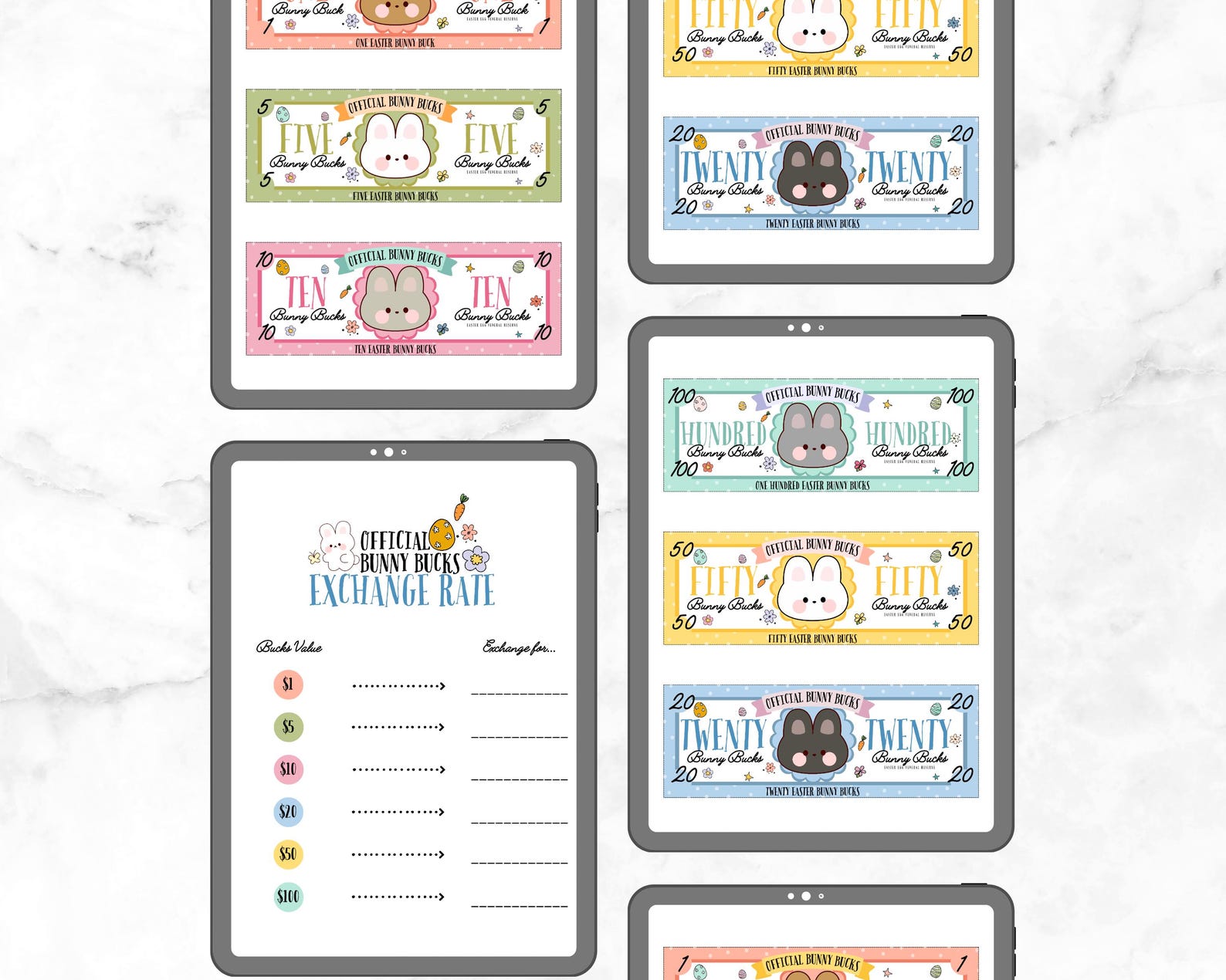 Bunny Bucks Printable Easter Play Money, Kids Reward Coupons, Egg Hunt ...