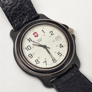 Swiss Army 330 Water Resistent Swiss Wristwatch Leather Band - New Battery image 1