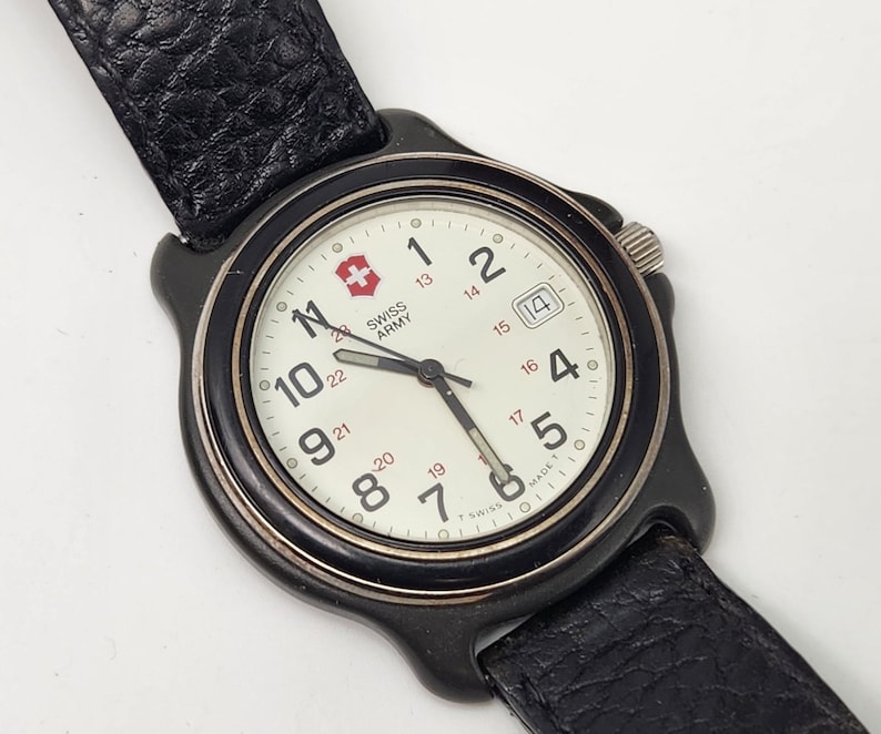 Swiss Army 330 Water Resistent Swiss Wristwatch Leather Band - New Battery image 1