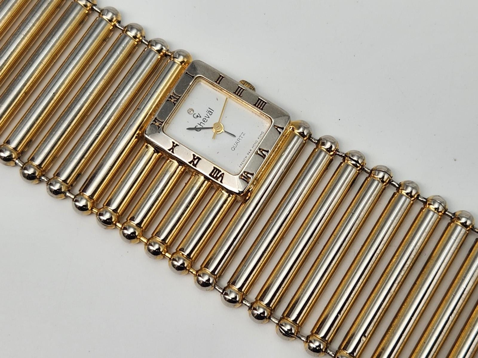 Vintage Ladies Cheval Gold Tone Bracelet Watch 17 Jewel Swiss Ladies Watch Gold Plated 6.5” Andrei Cheval  main image 2