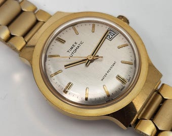 Relógio Timex Viscount Automático Vintage com Data e Resistente à Água - Funcionando