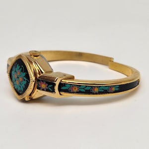 Relógio Peekaboo Vintage com mecanismo suíço de corda manual e detalhes em esmalte dourado. imagem 2