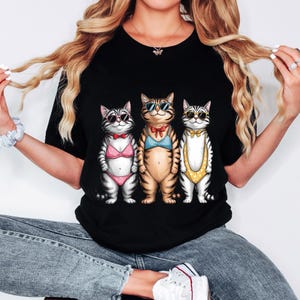 Funny Cat Summer Shirt | Cute Cats in Swimsuits Tee | Beach Vacation Shirt | Summer Cat Lover Gift | Women's Graphic Cat T-Shirt