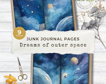 Space Junk Journal – Dreams of Outer Space, Printable Galaxy Journal Pages, Celestial Junk Journal Kit, Cosmic Digital Download – JJ053