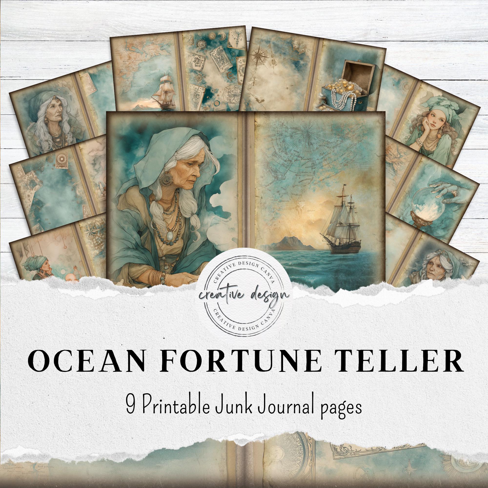 Fortune Teller Junk Journal Kit Ocean Witch Printable Pages, Mystic Sea ...