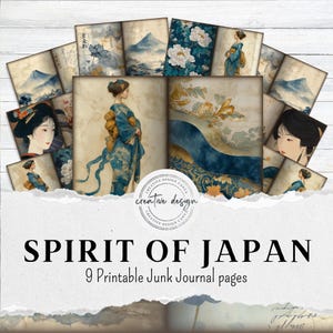 Japan Junk Journal Pages, Asian Background, Geisha Printable Kit, Japanese Art Papers, Instant Download, Scrapbooking Ephemera – JJ034