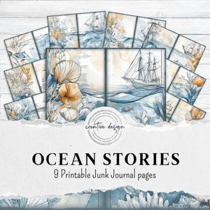 Ocean Stories Junk Journal Pages, Under the Sea Digital Backdrop Printable, Nautical Vintage Ephemera Kit, Fish & Coral Reef Paper – JJ003
