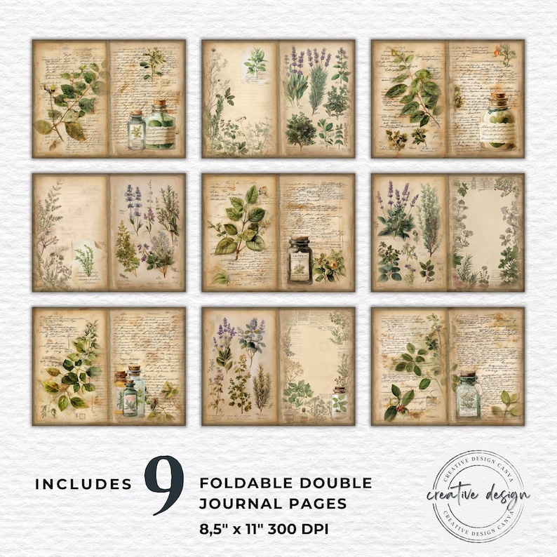 Herbalist Junk Journal Kit – Vintage Herbal Ephemera, Printable ...