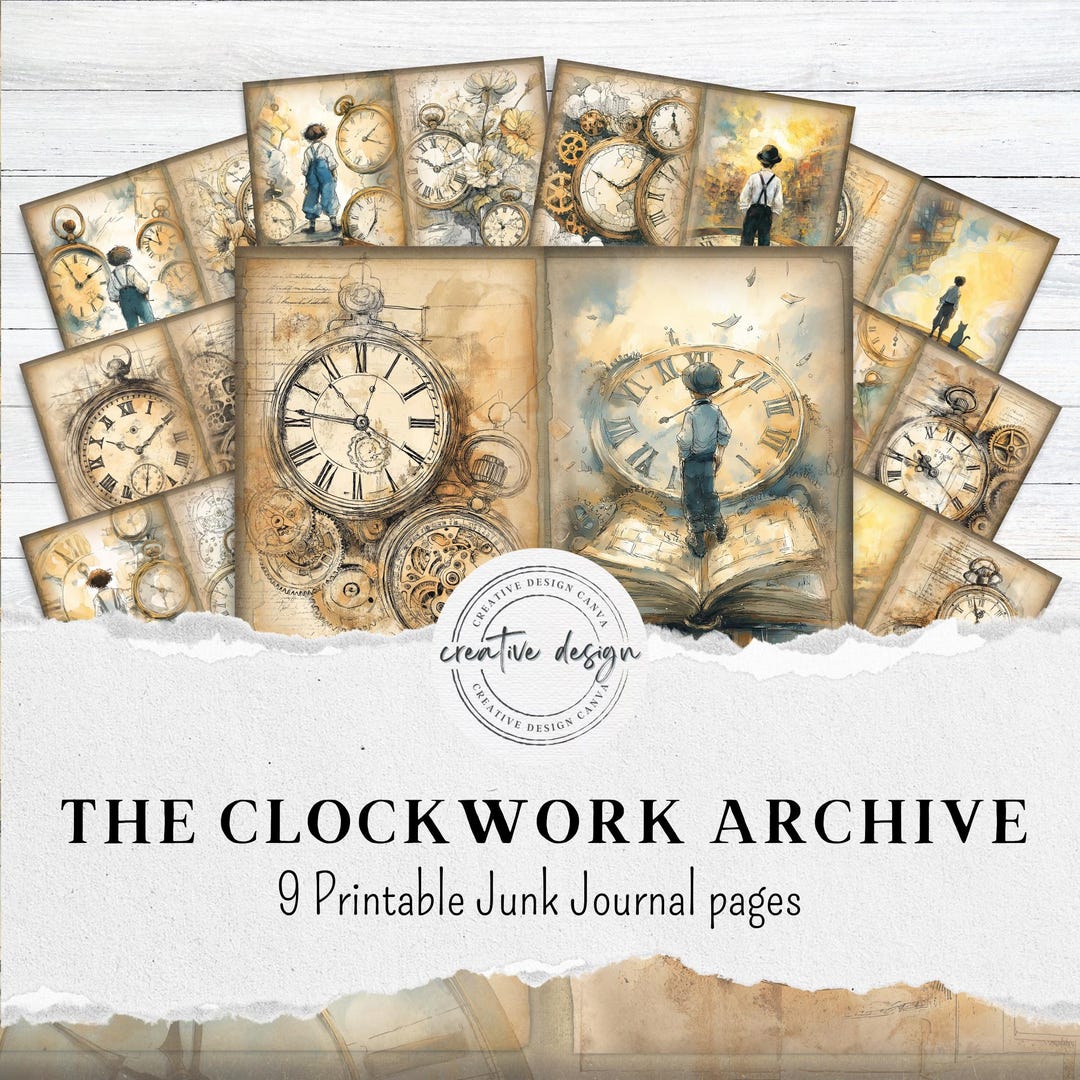 The Clockwork Archive – Vintage Junk Journal Printable Kit With Books ...