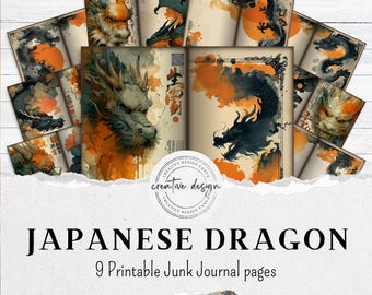Dragon Junk Journal Pages, Printable Fantasy Ephemera Kit, Digital Scrapbook Collage, Enchanted Pages for Crafting & Journaling – JJ035