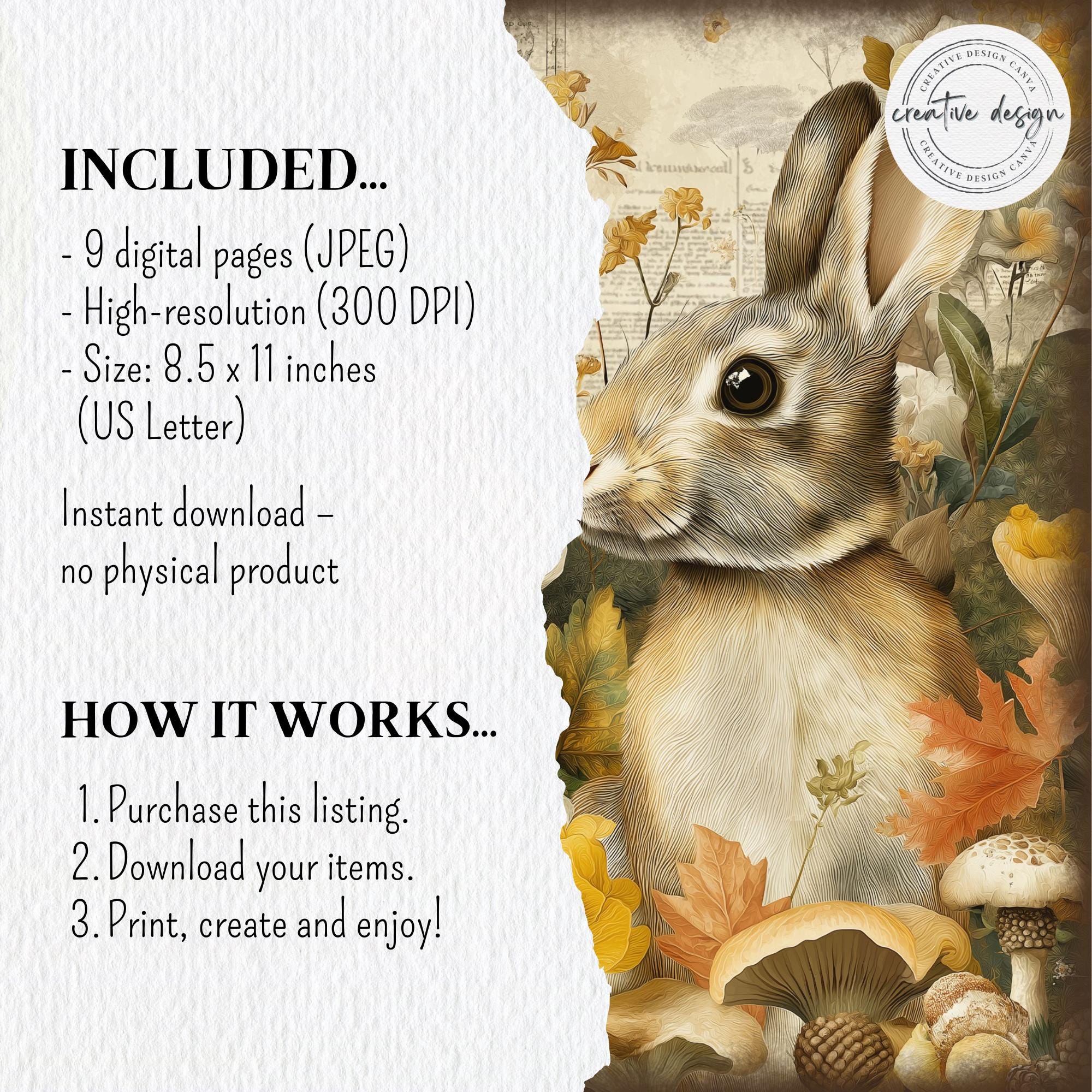 Woodland Junk Journal Pages, Printable Forest Animal Kit, Autumn Leaves ...