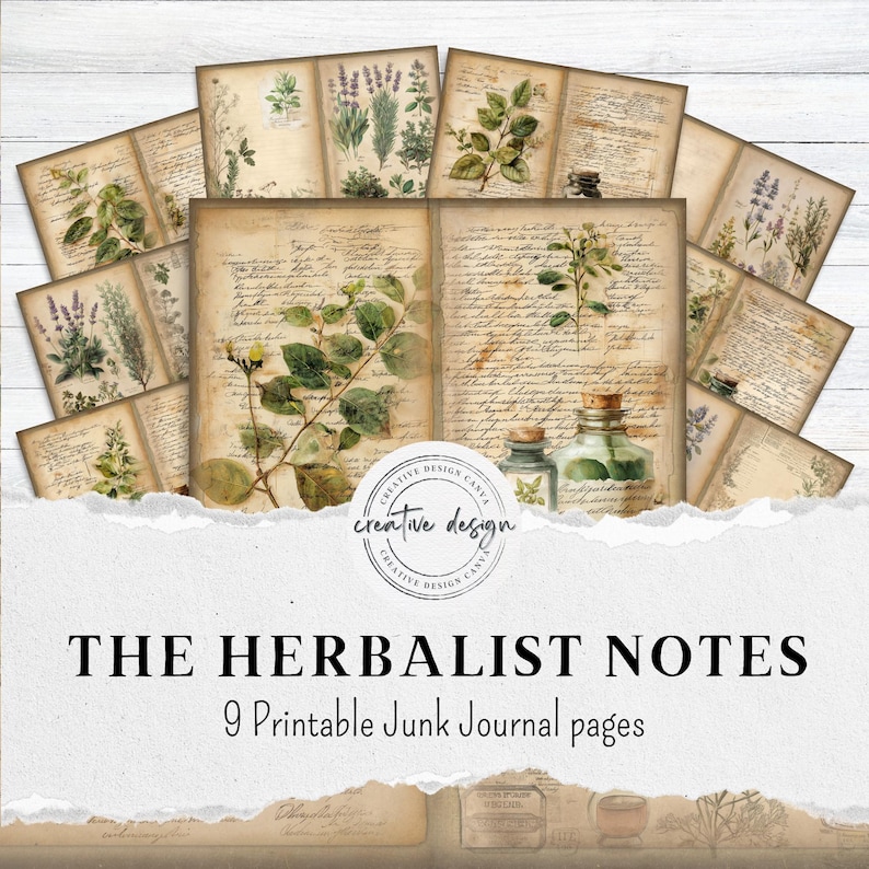 Herbalist Junk Journal Kit – Vintage Herbal Ephemera, Printable ...