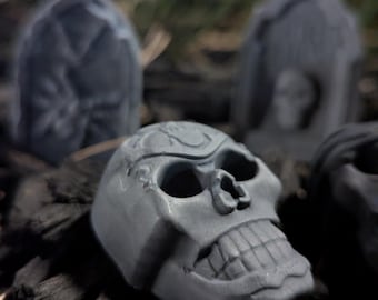 Handmade Concrete Halloween Fridge Magnets: Skull, Skeleton & Tombstone