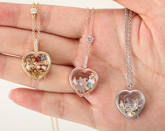 Drijvend medaillon van helder glas, doe-het-zelfaccessoires geheugendoos, gouden vintage medaillonketting, Moederdagcadeau, herdenkingscadeau, Valentijnsdag