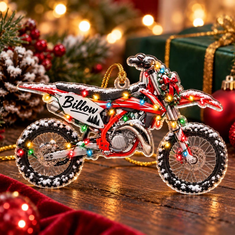 Personalized Dirt Bike Christmas Ornament, Custom Name Motocross Rider ...