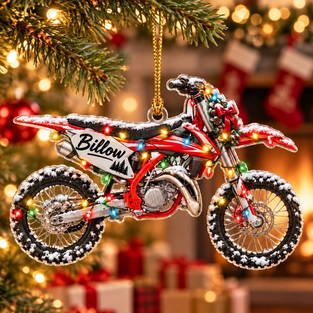 Personalized Dirt Bike Christmas Ornament, Custom Name Motocross Rider ...