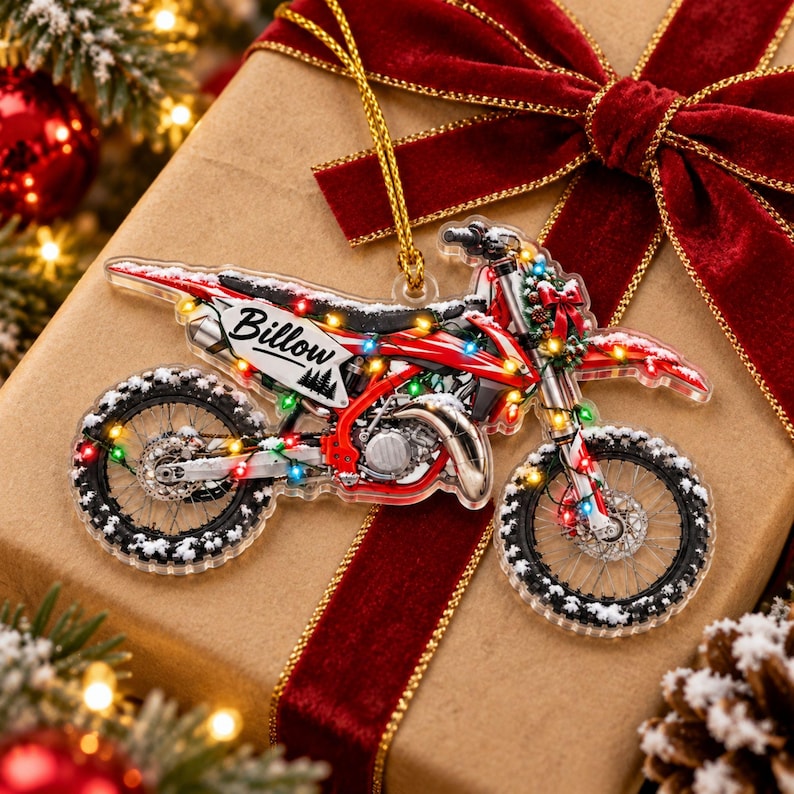 Personalized Dirt Bike Christmas Ornament, Custom Name Motocross Rider ...