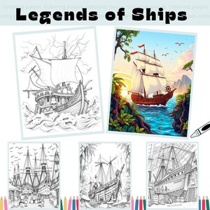 Legends of Ships – Historic & Legendary Ship Coloring Book for Adults  Kids, Instant Download, Printable PDF File