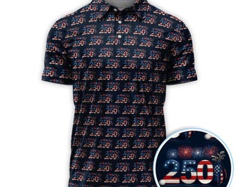 Polo de golf del 250.º aniversario de Estados Unidos para hombre, camiseta de golf patriótica de EE. UU., regalo de golf de la Independencia