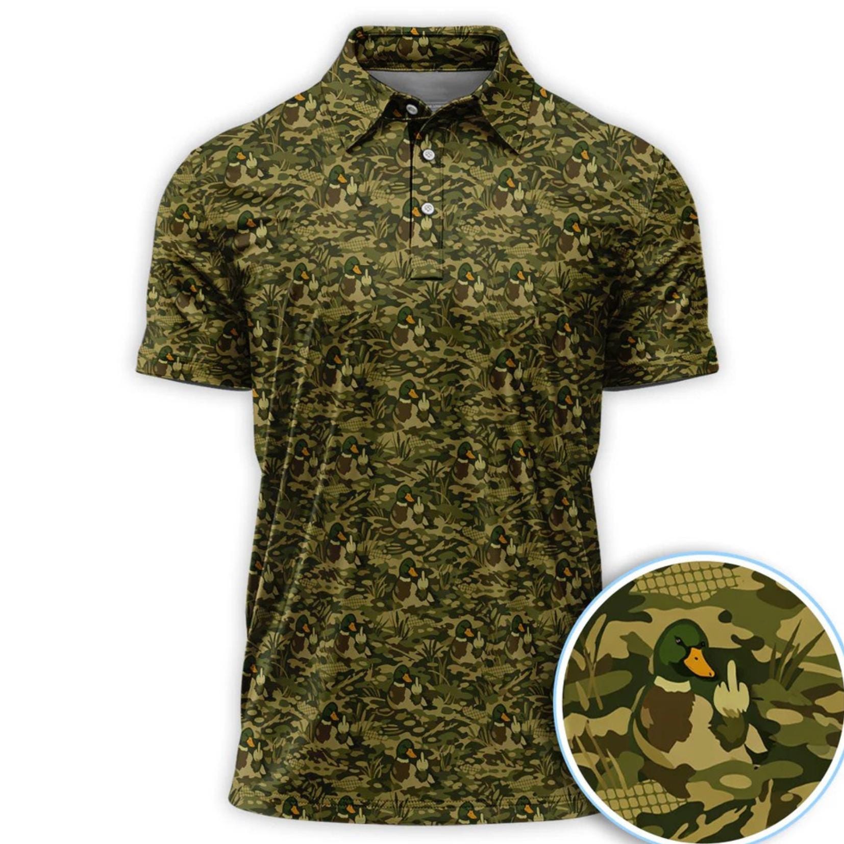 Discover Mallard Duck Camo Pattern Golf Polo, Wild Mallards Golf Shirt For Hunter, Outdoor Golf Shirt, Golf Gift For Men