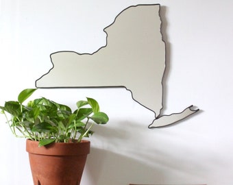 New York Mirror New York Wall Mirror State Outline Silhouette NY Shape Manhattan Brooklyn Art