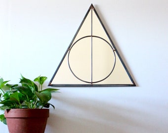 Triangle Circle Wall Mirror Geometric / Large Handmade Wall Mirror Pyramid