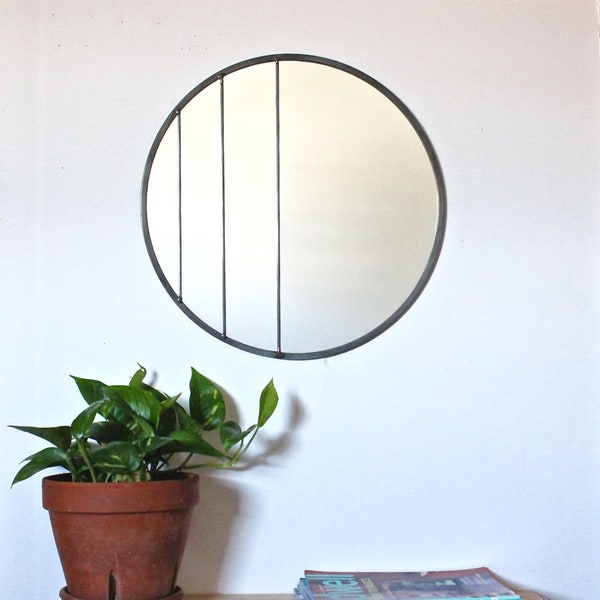 Circle Mirror Handmade Leaded Wall Mirror 20" Round Mirror Large Modern Wall Mirror Metal Frame Flux Glass Etsy TV Television Commercial