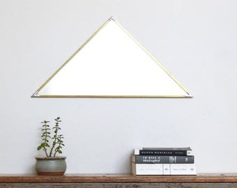 Triangle Mirror Brass Frame Handmade Wall Mirror Modern Wall Mirror Gold Metal Frame Border Isosceles Triangle Mirror