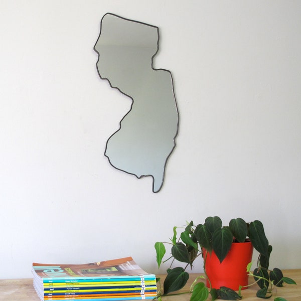 Miroir du New Jersey / Miroir mural État Contour Silhouette Forme Art Décor NJ