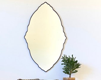 Large Oval Scalloped Mirror Handmade Wall Mirror Ornate Organic Wall Mirror Miroir 13" x 22"