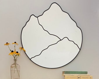 Mountain Mirror Handmade Mountain Range Wall Mirror Large 21 1/2" x 23" Organic Mtn Cascades Blue Ridge Great Smoky Smokies Appalachian