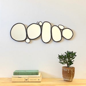 Organic Oval Leaded Wall Mirror River Stone Stones Pebbles Circle Hand Made Hand Cut