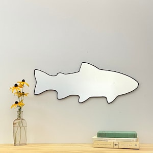 Trout Mirror / Handmade Wall Mirror Art Shape Outline Decor Miroir Rainbow Brook Brown Cutthroat Trout Fly Fishing Angling Angler image 1