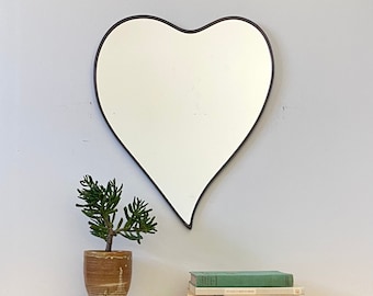 Espejo de corazón grande / Espejo de pared hecho a mano con forma de corazón, diseño artístico con contorno de corazón, regalo para el día de San Valentín