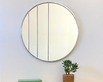 Circle Mirror Handmade Leaded 20" Round Wall Mirror Large Modern Wall Mirror Silver Metal Frame Flux Glass Etsy TV Television Commercial