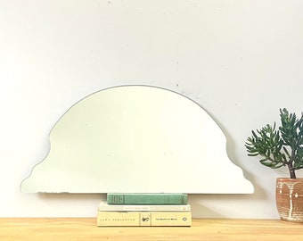 Vintage Scalloped Mirror For Shelf Bar Dresser Silver Organic 1/4" thick 23" wide x 11" tall