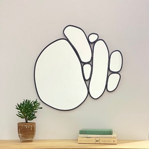 Organic Oval Leaded Wall Mirror River Stone Stones Pebbles Circle Hand Made Hand Cut