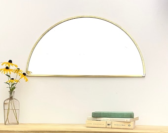 Half Circle Mirror Brass Border Handmade Wall Mirror Round Mirror Oval Modern Gold Metal Frame Flux Glass Etsy TV Television Commercial