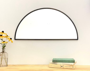 Half Circle Mirror Gray Border Handmade Wall Mirror Round Mirror Oval Modern Grey Metal Frame Flux Glass Etsy TV Television Commercial