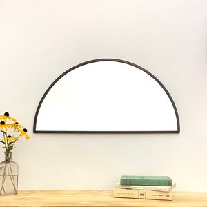 Half Circle Mirror Gray Border Handmade Wall Mirror Round Mirror Oval Modern Grey Metal Frame Flux Glass Etsy TV Television Commercial image 1